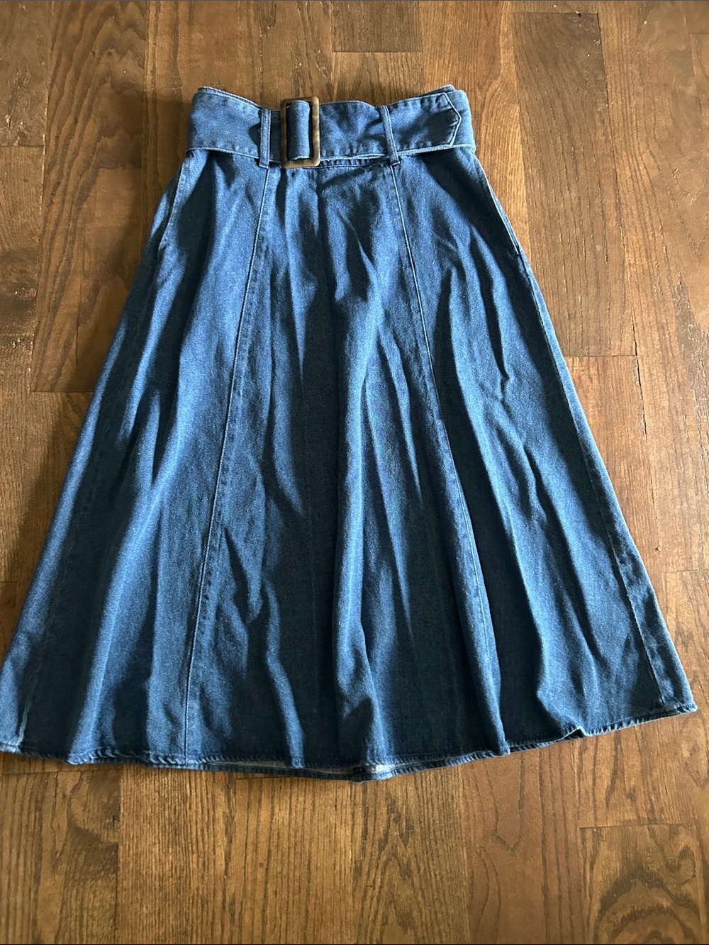 a new day Dark Blue Denim A-Line Skirt with Belted Waist